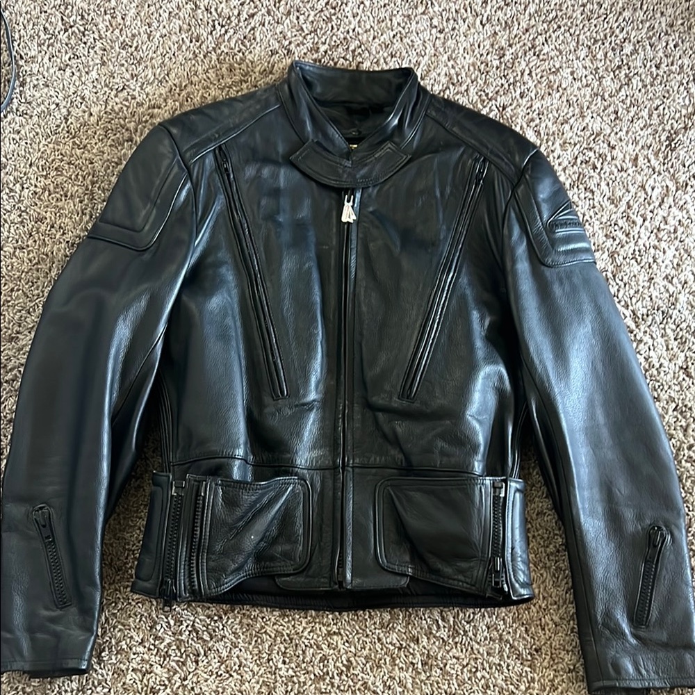 Hein Gericke Black Leather Jacket, Size 42